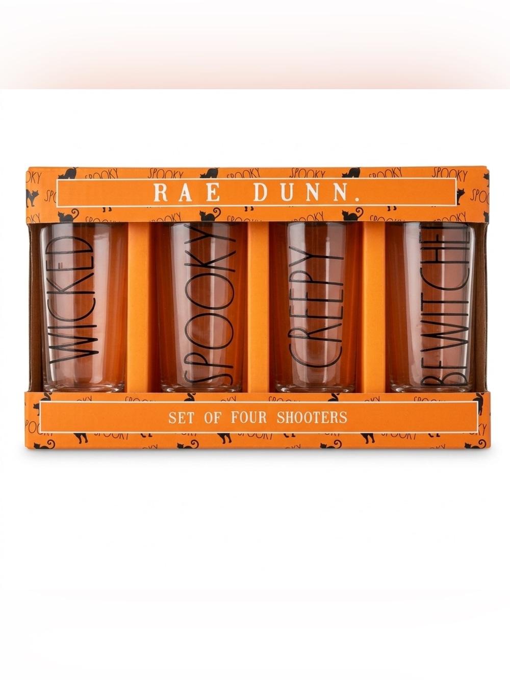 LMT: Rae Dunn Set of Four Shooter Halloween Glasses